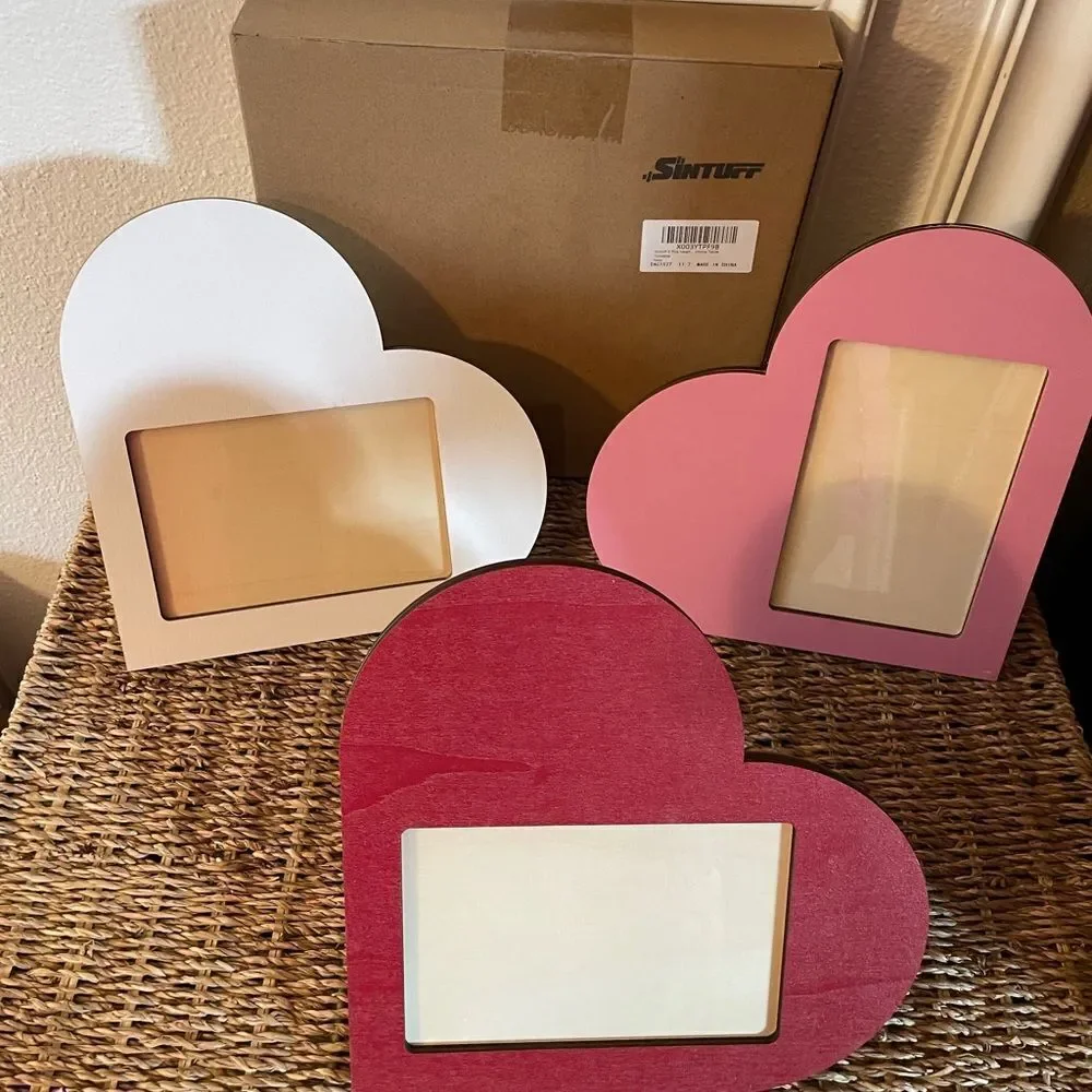 Sintuff Heart Wooden Picture Frames set of 3
